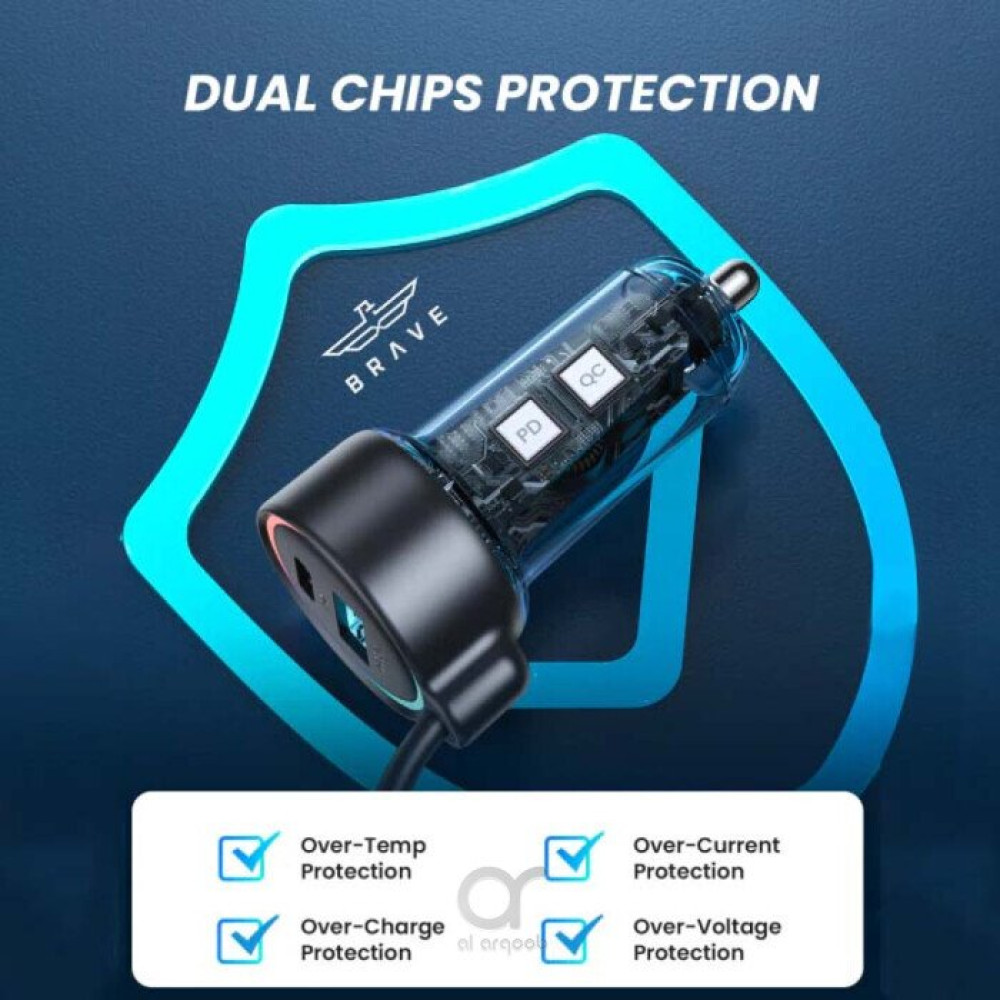 Buy Online BRAVE 3IN1 Wired Car Charger Lightning B23 in Qatar